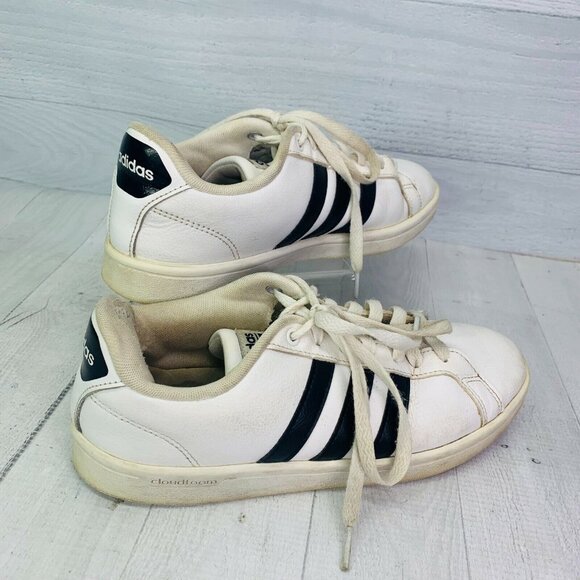 Adidas Cloudfoam Mens NEO AW4287 White Black Stripes Lace Up Tennis Shoe Sz 8 - Picture 8 of 10